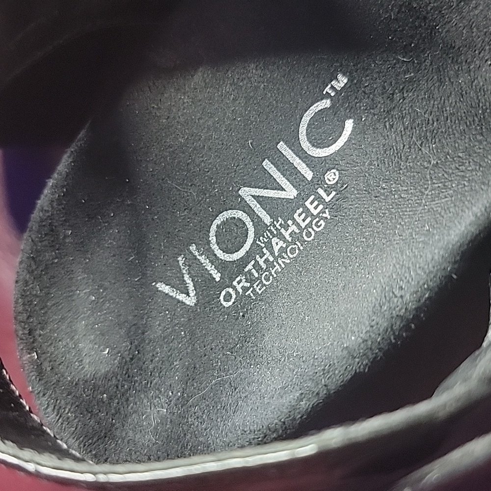 Vionic Black Patent Wedge Sandals - Picture 3 of 9